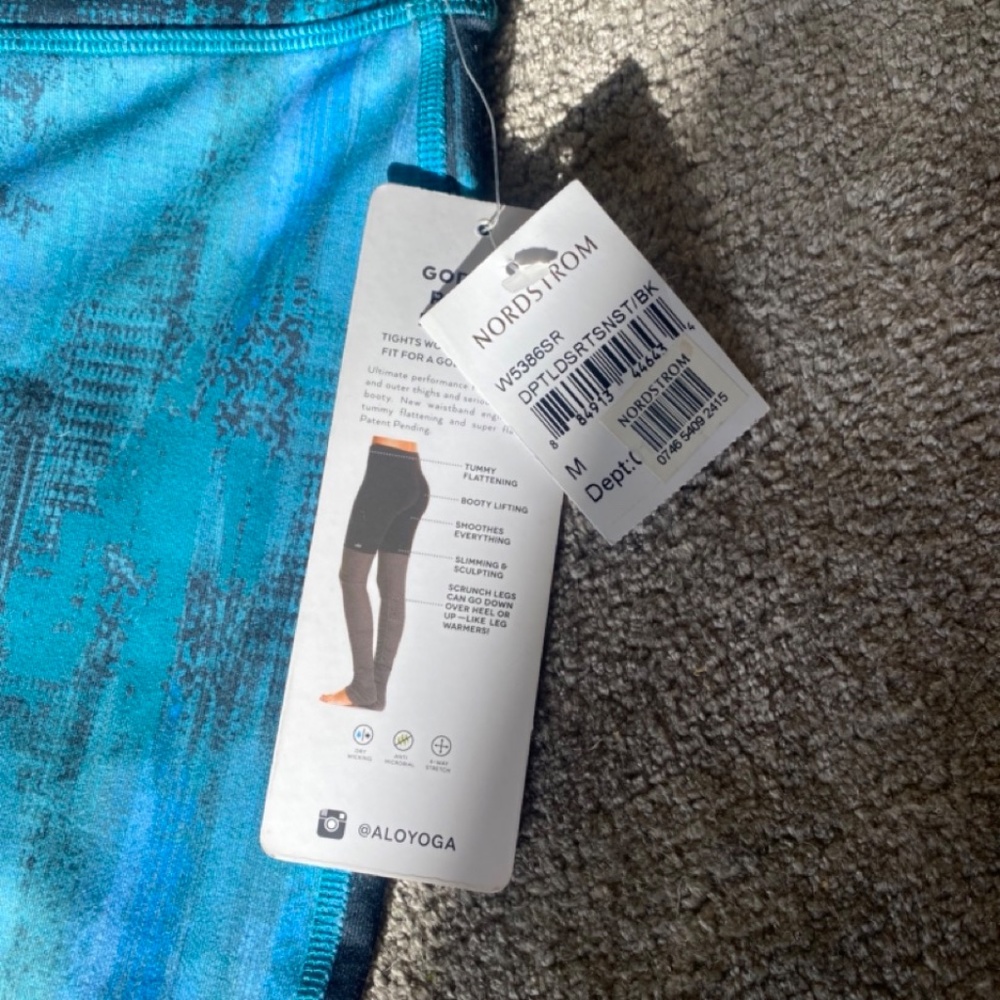 NWT Alo Yoga Goddess Ribbed Leggings (Blue & Black / Medium) - Picture 3 of 5